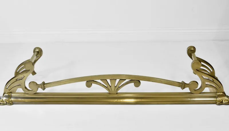 Pamono Antique Edwardian Brass Fireplace Fender, 1900s> Fireplaces And Mantels
