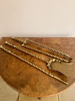 Pamono Antique Edwardian Brass Fire Irons, 1900, Set of 3><noscript><img width=