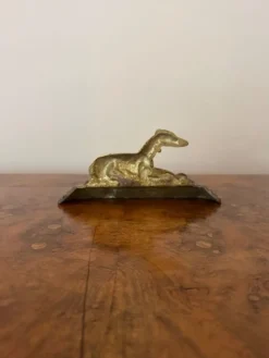 Pamono Antique Edwardian Brass Greyhound Fire Dogs, 1900, Set of 2><noscript><img width=