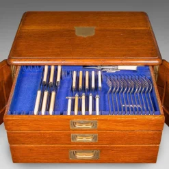 Outlet Pamono Antique Edwardian English Cutlery Canteen in Oak from Walker & Hall, 1910, Set of 103
