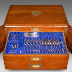 Outlet Pamono Antique Edwardian English Cutlery Canteen in Oak from Walker & Hall, 1910, Set of 103
