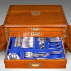 Outlet Pamono Antique Edwardian English Cutlery Canteen in Oak from Walker & Hall, 1910, Set of 103