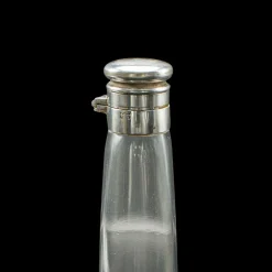 Pamono Antique Edwardian English Glass Explorers Saddle Flask and Leather Case, 1910s, Set of 2><noscript><img width=