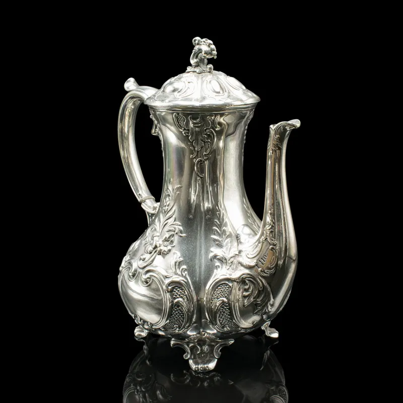 Pamono Antique Edwardian English Silver Plate Tea Service, 1910s, Set of 4> Coffee & Tea Service