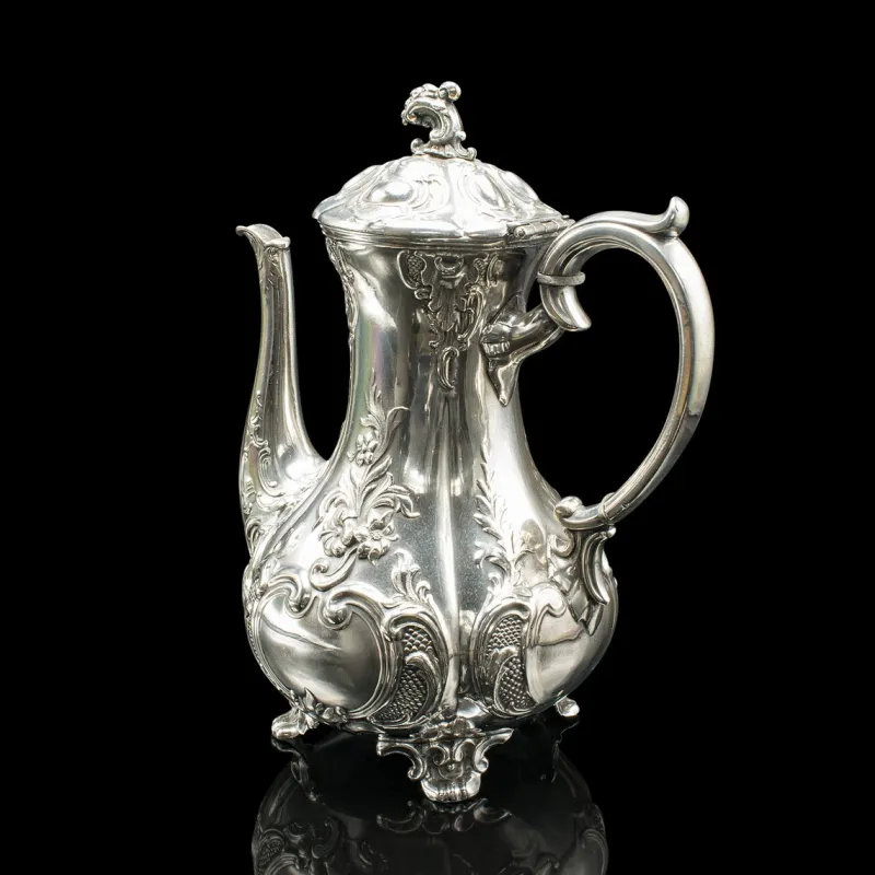 Pamono Antique Edwardian English Silver Plate Tea Service, 1910s, Set of 4> Coffee & Tea Service
