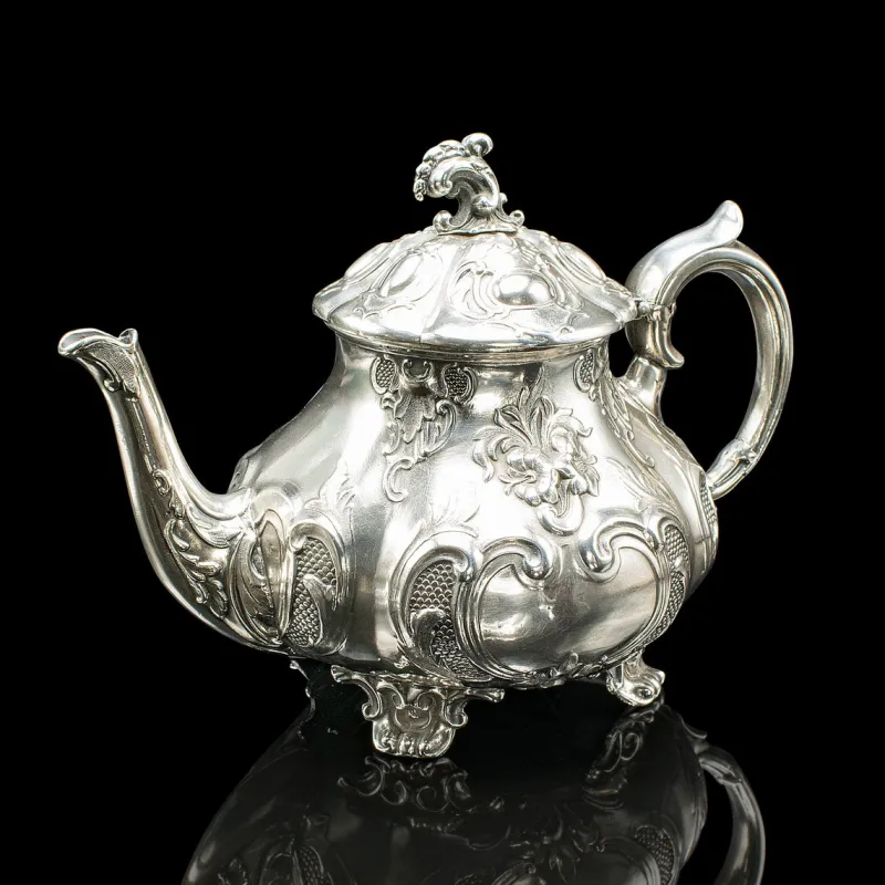 Pamono Antique Edwardian English Silver Plate Tea Service, 1910s, Set of 4> Coffee & Tea Service