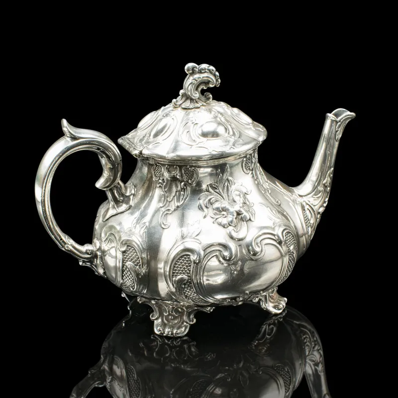 Pamono Antique Edwardian English Silver Plate Tea Service, 1910s, Set of 4> Coffee & Tea Service