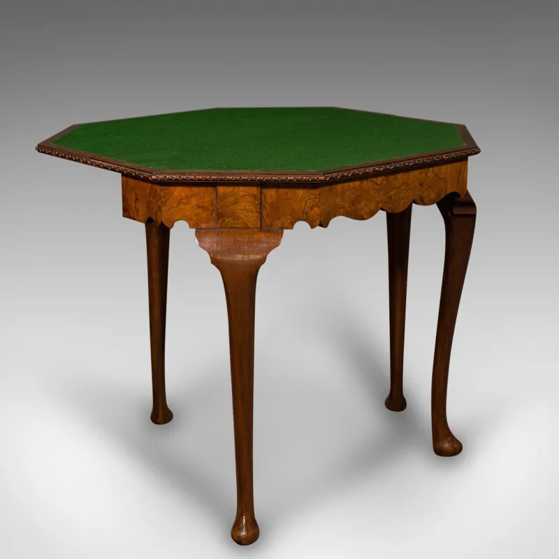 Pamono Antique Edwardian Fold Over Game Table in Walnut, England> Game Tables