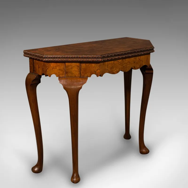 Pamono Antique Edwardian Fold Over Game Table in Walnut, England> Game Tables