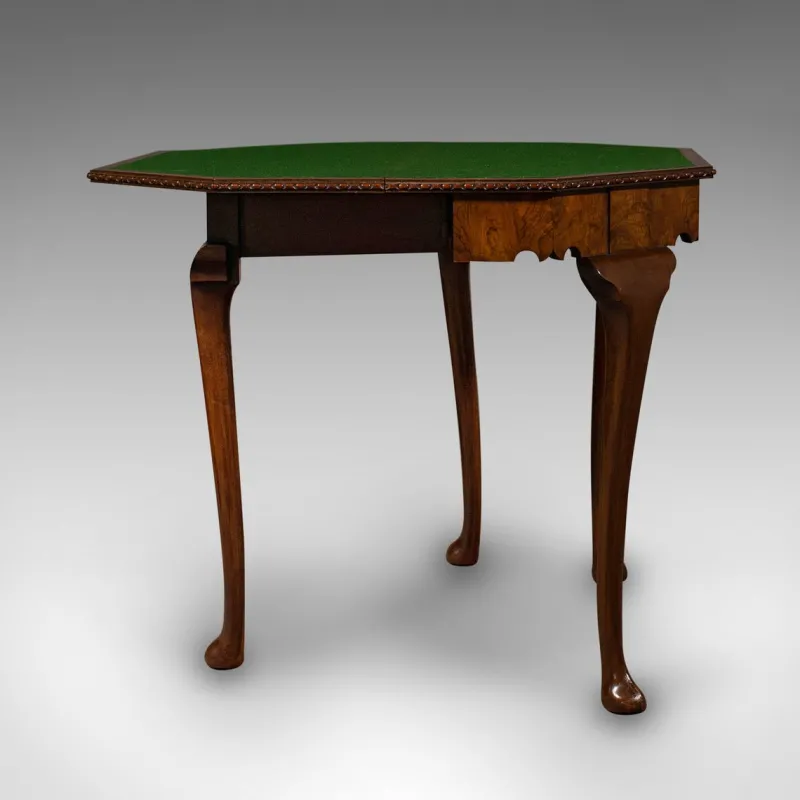 Pamono Antique Edwardian Fold Over Game Table in Walnut, England> Game Tables