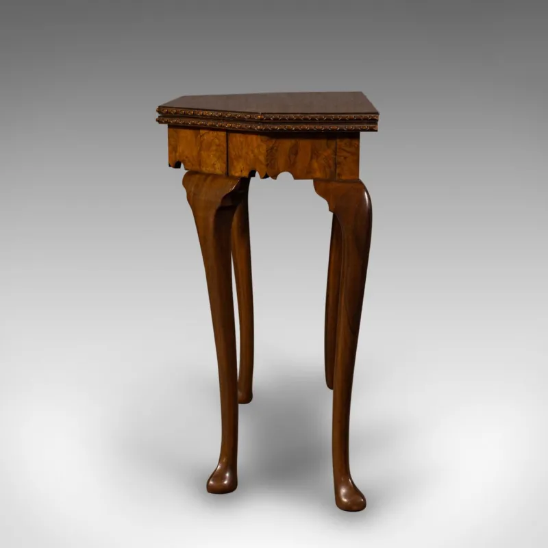Pamono Antique Edwardian Fold Over Game Table in Walnut, England> Game Tables