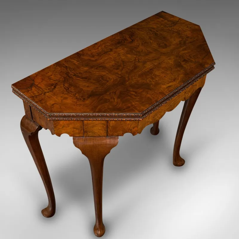 Pamono Antique Edwardian Fold Over Game Table in Walnut, England> Game Tables