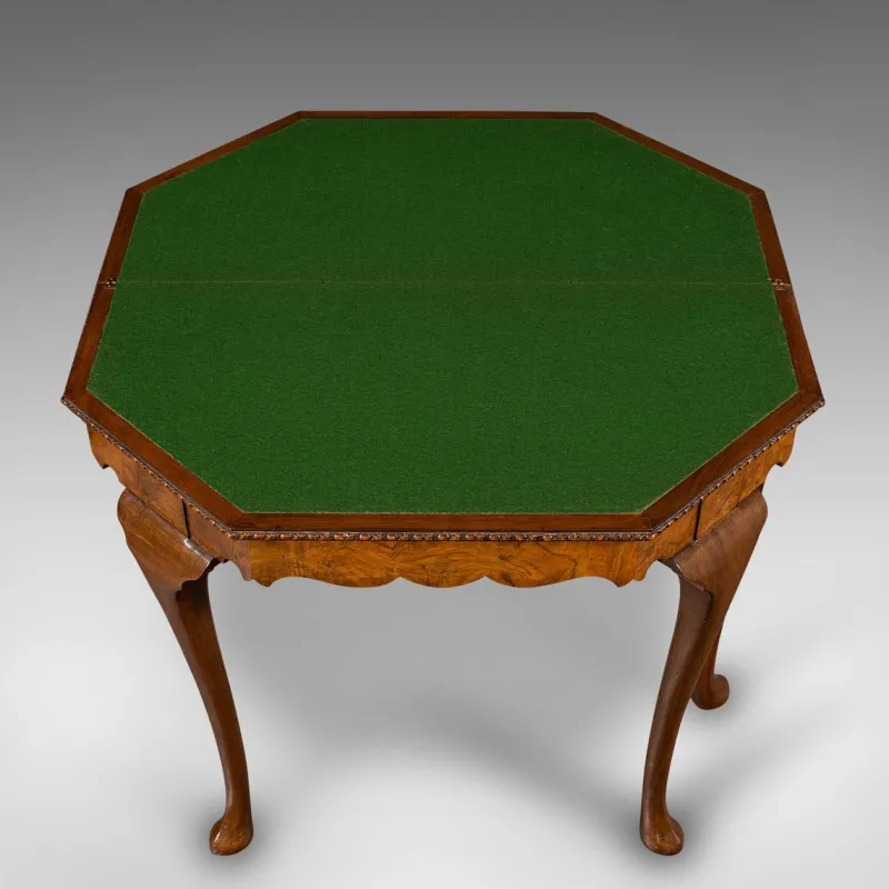 Pamono Antique Edwardian Fold Over Game Table in Walnut, England> Game Tables