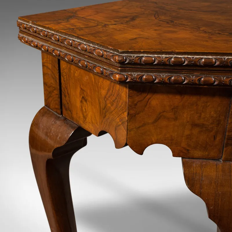 Pamono Antique Edwardian Fold Over Game Table in Walnut, England> Game Tables