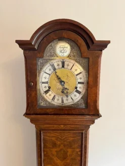 Pamono Antique Edwardian Grandmother Clock in Burr Walnut by Mappin and Webb, 1900><noscript><img width=