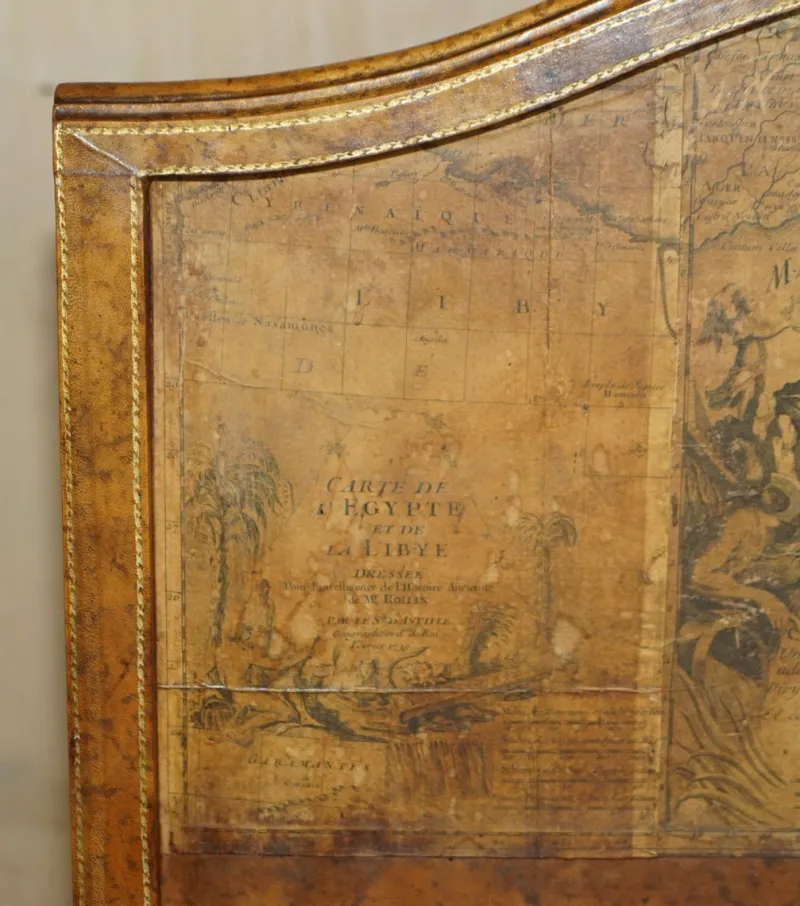 Pamono Antique Edwardian Leather Clad & Embossed Fire Screen with Map Decoration, 1900> Fireplaces And Mantels