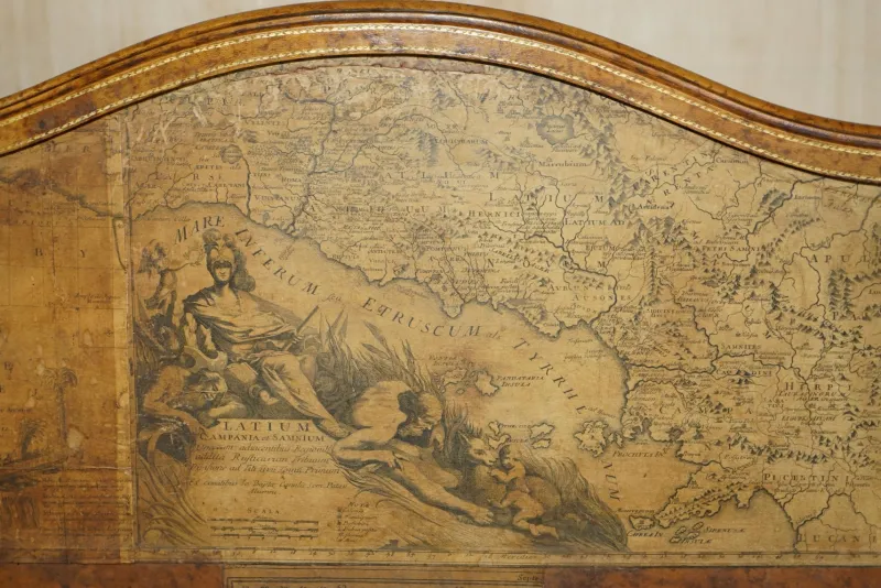 Pamono Antique Edwardian Leather Clad & Embossed Fire Screen with Map Decoration, 1900> Fireplaces And Mantels