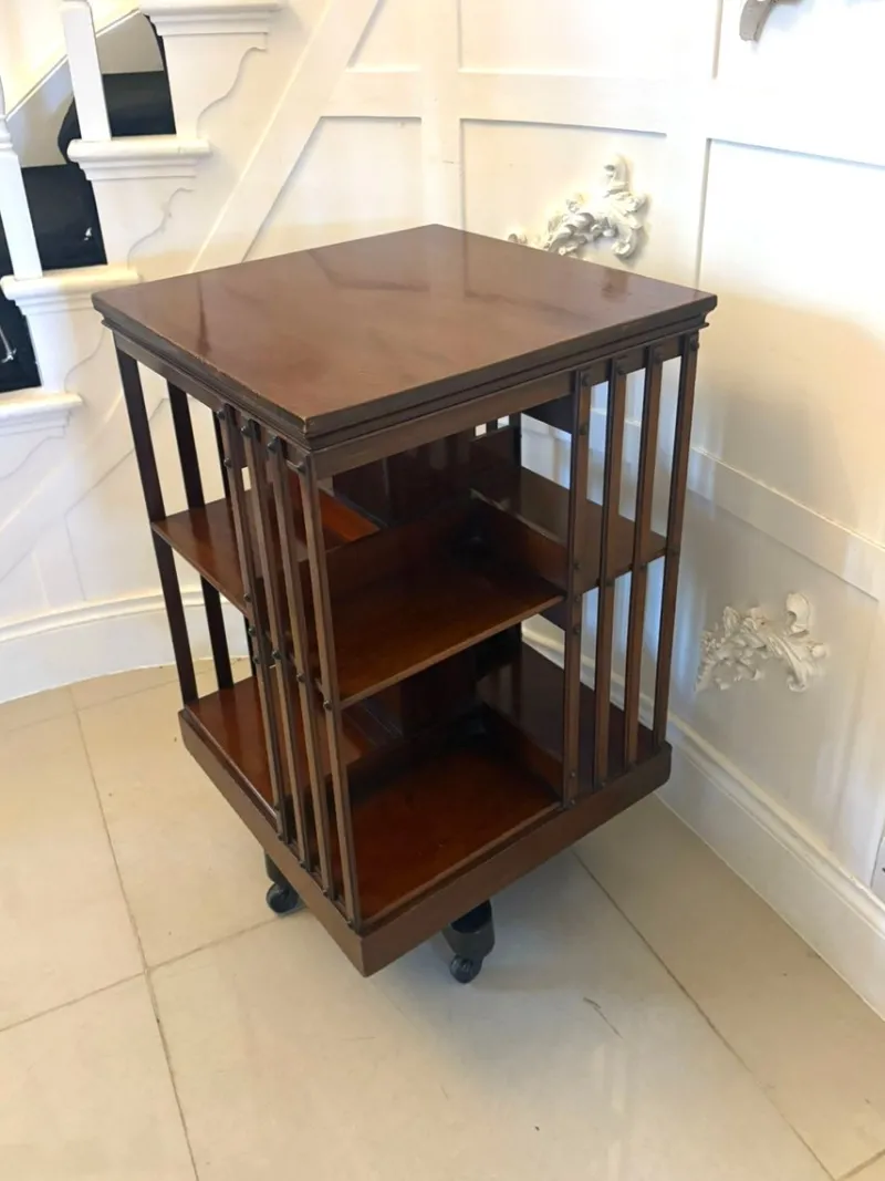 Pamono Antique Edwardian Mahogany Revolving Bookcase, 1900s