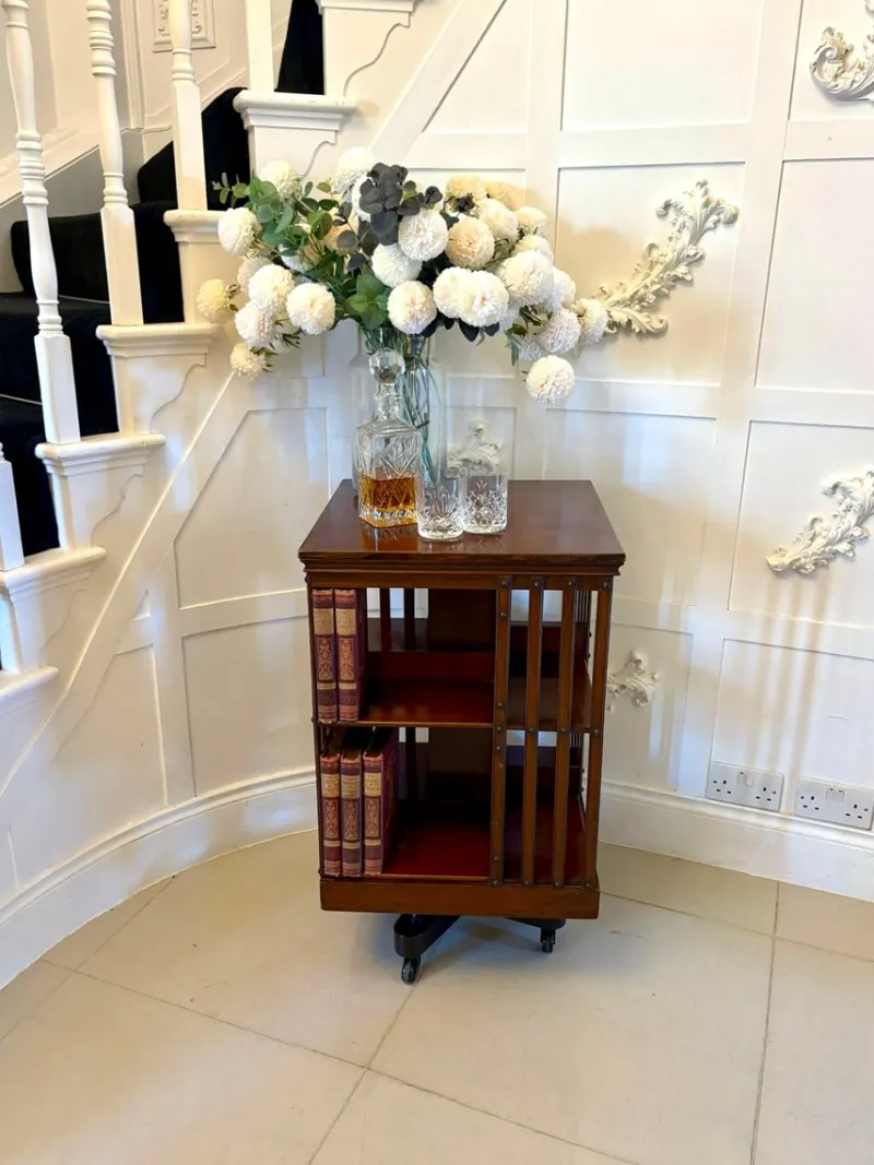 Pamono Antique Edwardian Mahogany Revolving Bookcase, 1900s