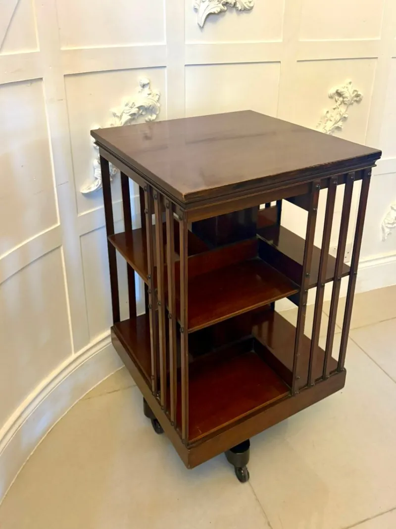 Pamono Antique Edwardian Mahogany Revolving Bookcase, 1900s