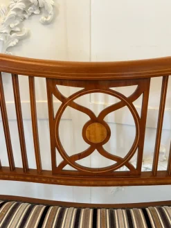New Pamono Antique Edwardian Mahogany Inlaid Bench, 1900s