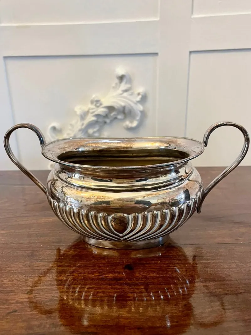 Pamono Antique Edwardian Quality Silver Plated Tea Set, 1900s, Set of 3> Coffee & Tea Service