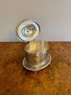 Pamono Antique Edwardian Silver Plated Biscuit Barrel, 1900