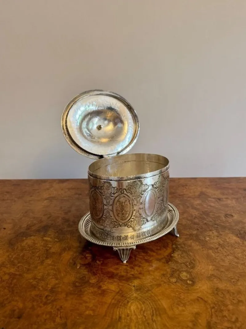 Pamono Antique Edwardian Silver Plated Biscuit Barrel, 1900
