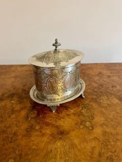 Pamono Antique Edwardian Silver Plated Biscuit Barrel, 1900