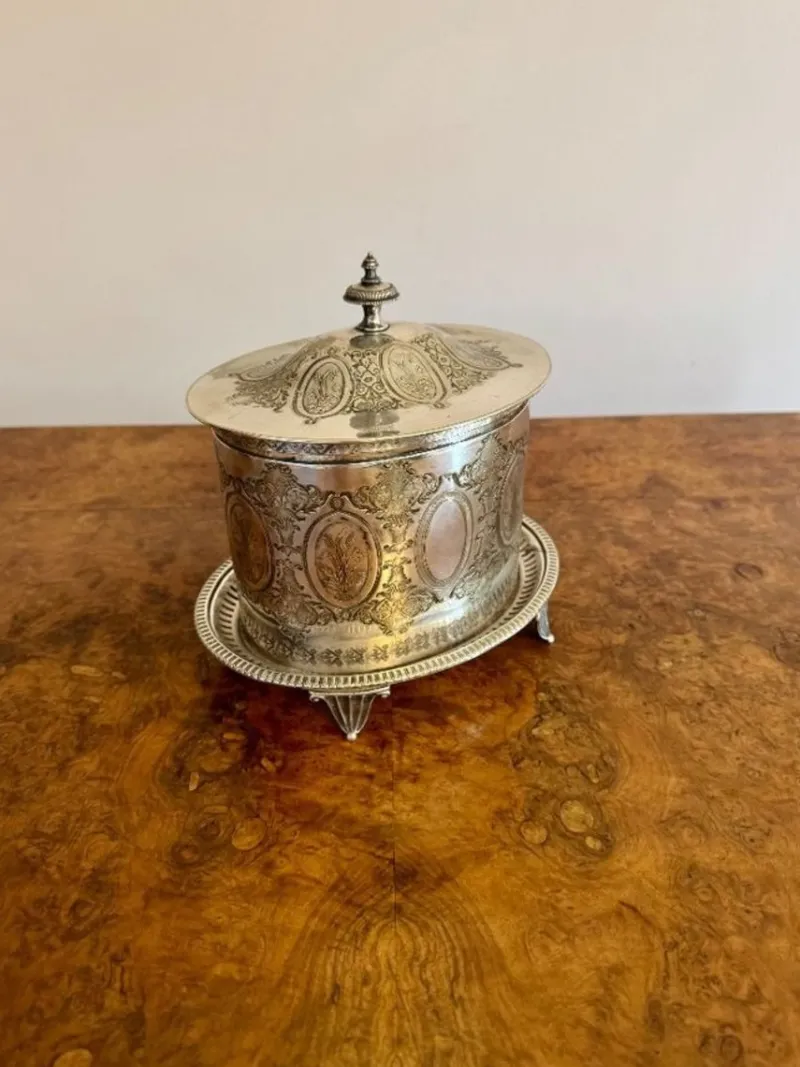 Pamono Antique Edwardian Silver Plated Biscuit Barrel, 1900