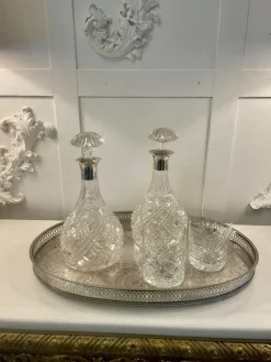 Pamono Antique Edwardian Silver-Plated Engraved Tea Tray, 1900s> Trays