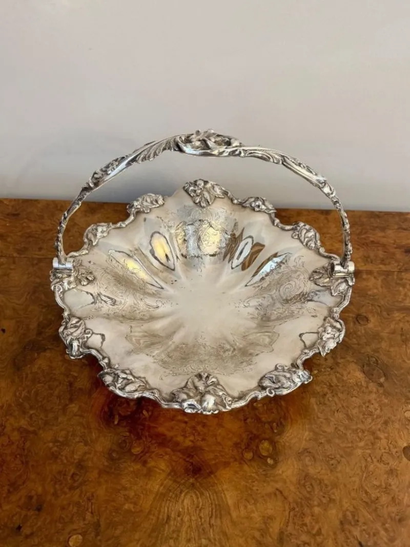 Sale Pamono Antique Edwardian Silver-Plated Cake Basket, 1900s