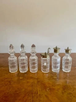 Pamono Antique Edwardian Silver-Plated Bottle Cruet Set, 1900, Set of 7><noscript><img width=