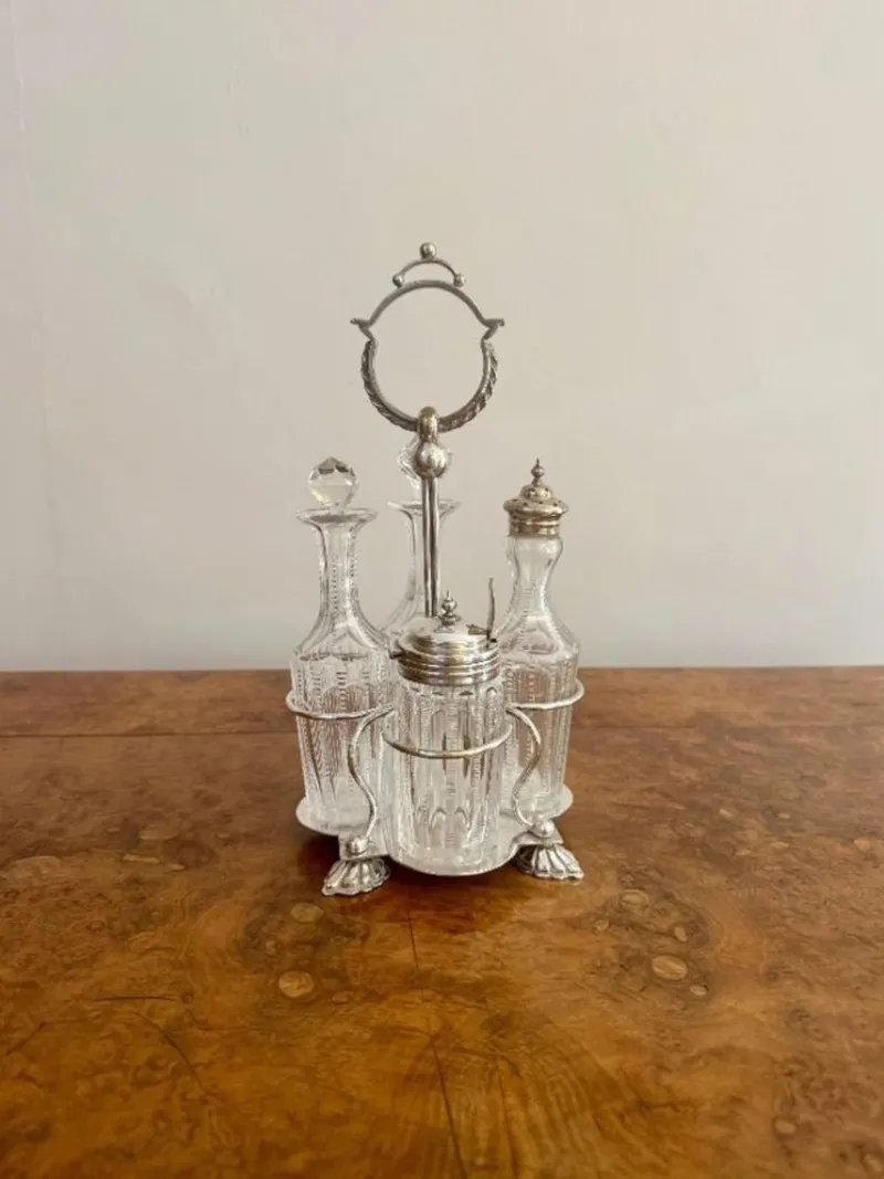 Pamono Antique Edwardian Silver-Plated Cruet Set, 1900s, Set of 5
