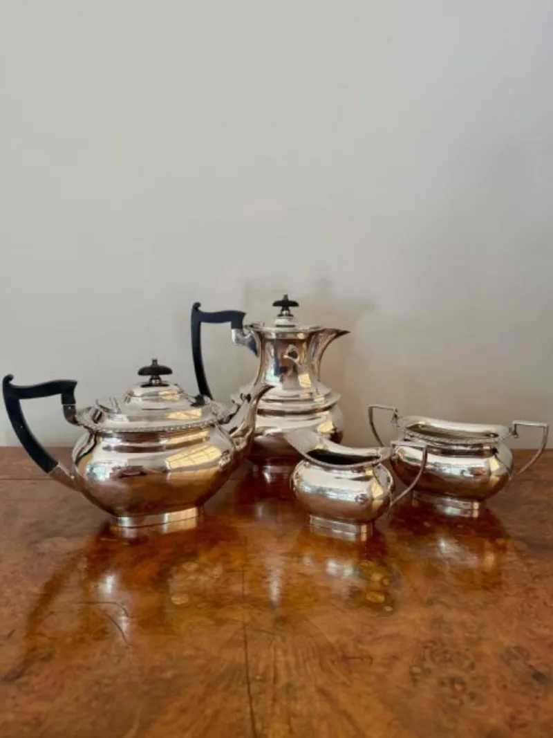 New Pamono Antique Edwardian Tea Service from Walker and Hall, 1900s, Set of 4