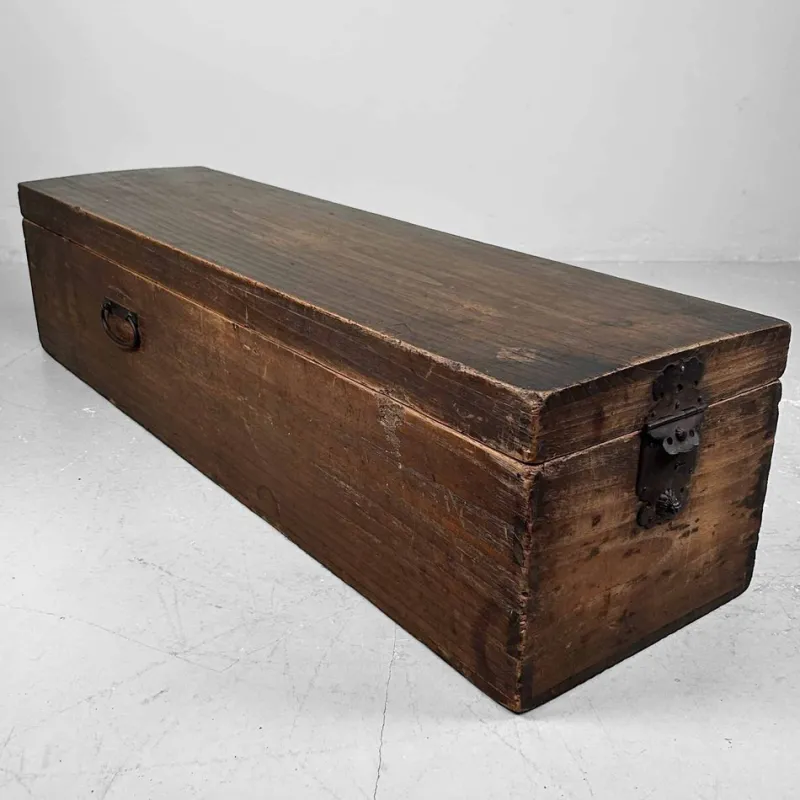 Pamono Antique Elongated Wooden Box> Trunks Crates & Baskets