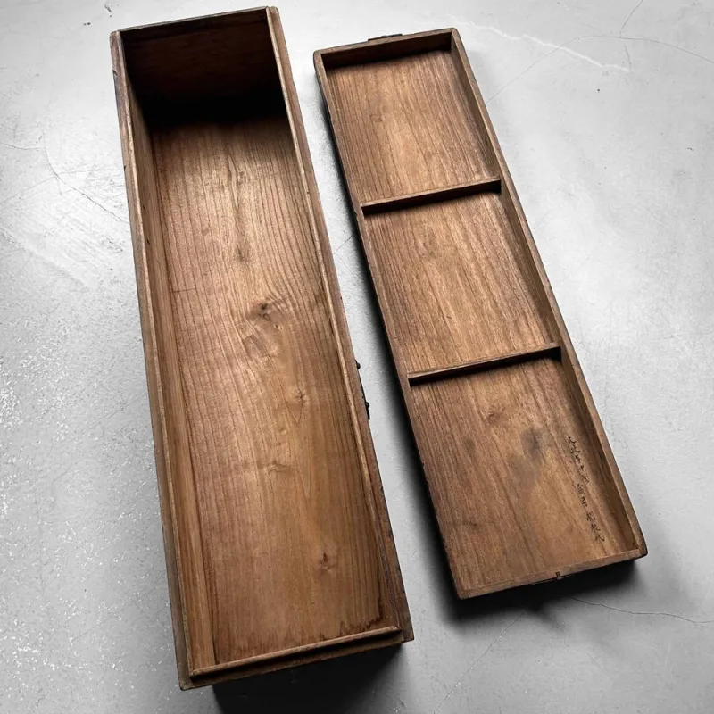 Pamono Antique Elongated Wooden Box> Trunks Crates & Baskets
