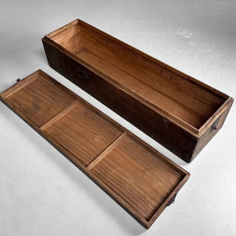 Pamono Antique Elongated Wooden Box> Trunks Crates & Baskets