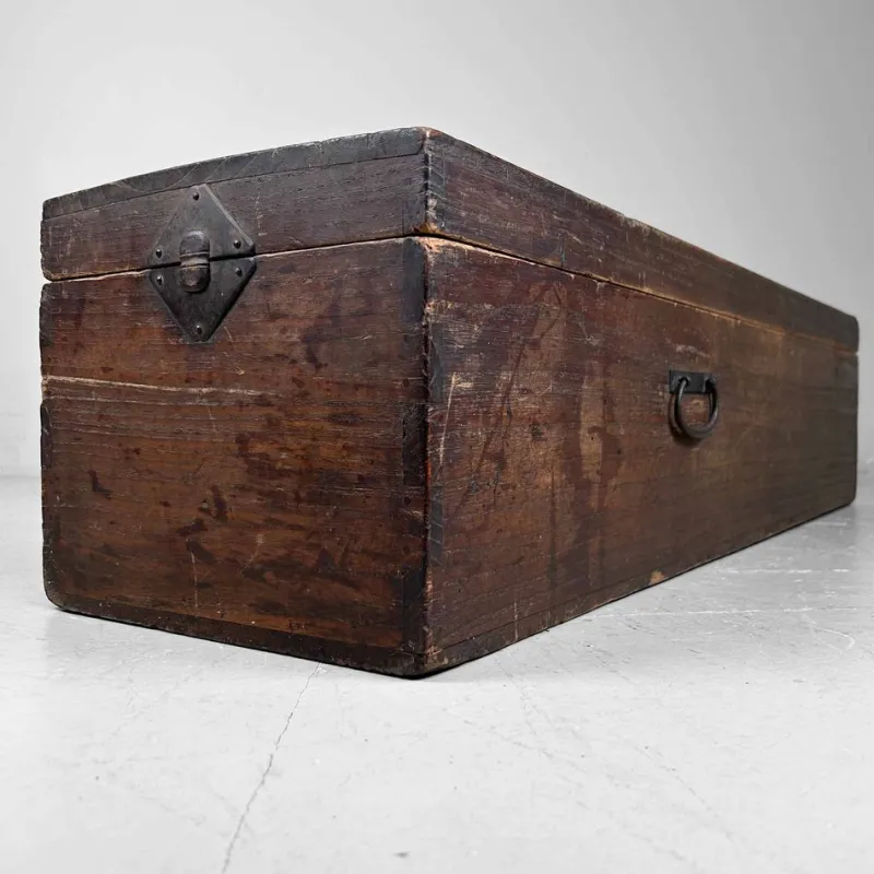 Pamono Antique Elongated Wooden Box> Trunks Crates & Baskets