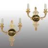 Best Pamono Antique Empire Chiseled Gilt and Satin-Finished Bronze Sconces, France, 19th Century, Set of 2