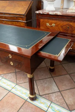 Pamono Antique Empire Desk in Mahogany Feather with Gilt Bronze Elements, France, Early 19th Century><noscript><img width=