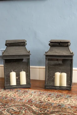 Pamono Antique Enamelled Metal Lanterns, Set of 2> Garden Lighting
