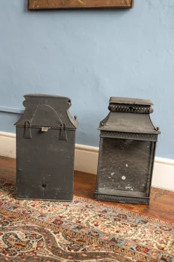 Pamono Antique Enamelled Metal Lanterns, Set of 2><noscript><img width=