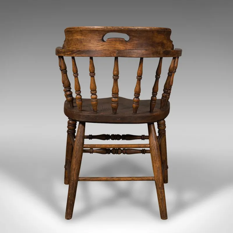 Discount Pamono Antique English Ash & Elm Captains Chair, 1900