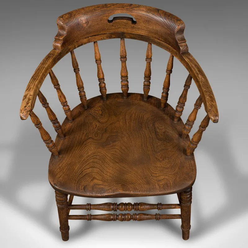 Discount Pamono Antique English Ash & Elm Captains Chair, 1900