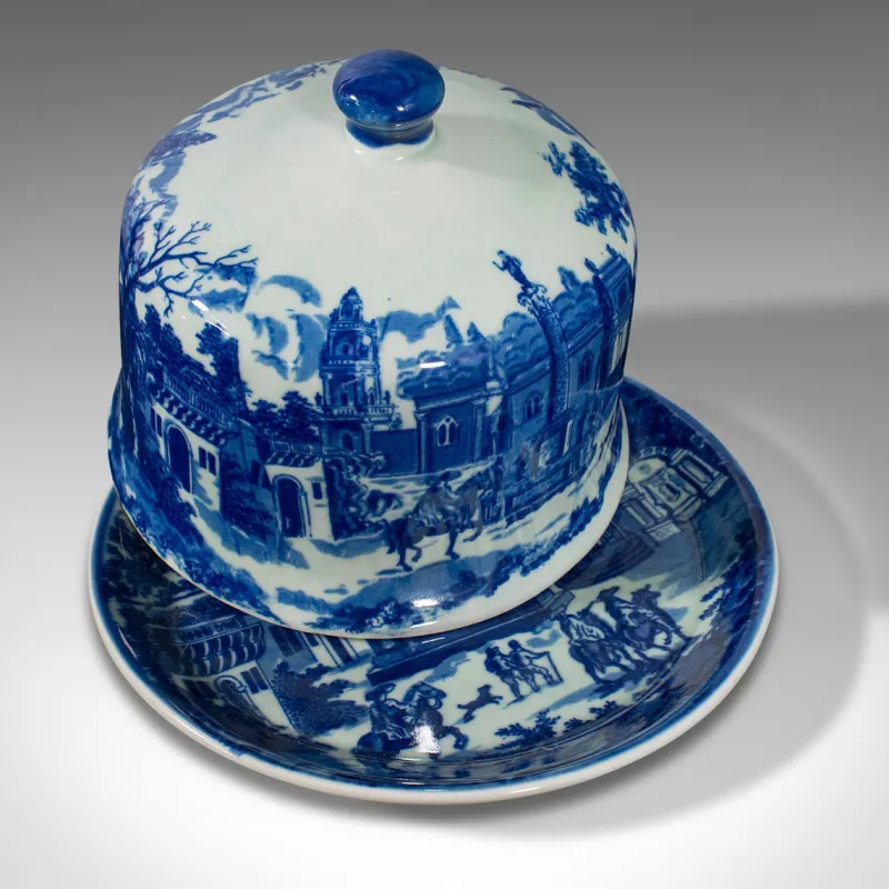 New Pamono Antique English Ceramic Cheese Keeper or Butter Dome, 1900