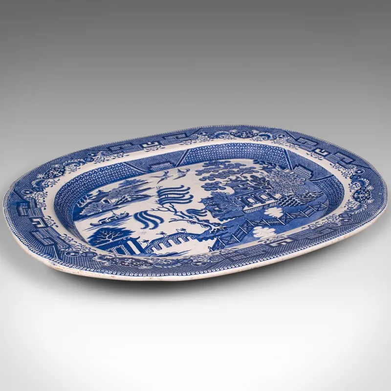Pamono Antique English Ceramic Willow Pattern Serving Plate> Serving Dishes
