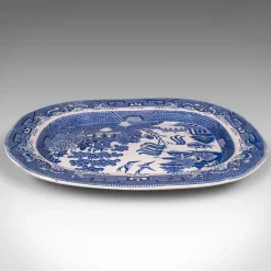 Pamono Antique English Ceramic Willow Pattern Serving Plate><noscript><img width=