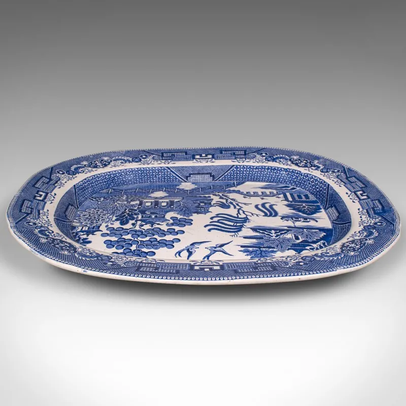 Pamono Antique English Ceramic Willow Pattern Serving Plate> Serving Dishes