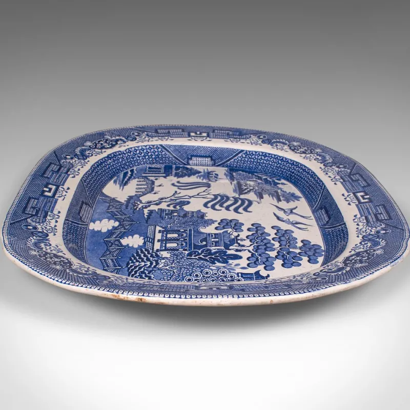Pamono Antique English Ceramic Willow Pattern Serving Plate> Serving Dishes